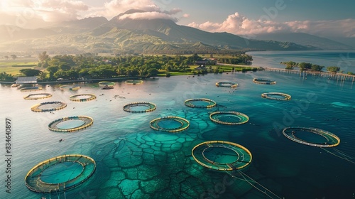 Sustainable fish farming practices in modern aquaculture facilities. 