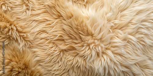 Top view of beige fur texture with a brown sheepskin background, featuring a shaggy wool texture close-up , fur, texture, beige, brown, sheepskin, background, pattern, shaggy, wool