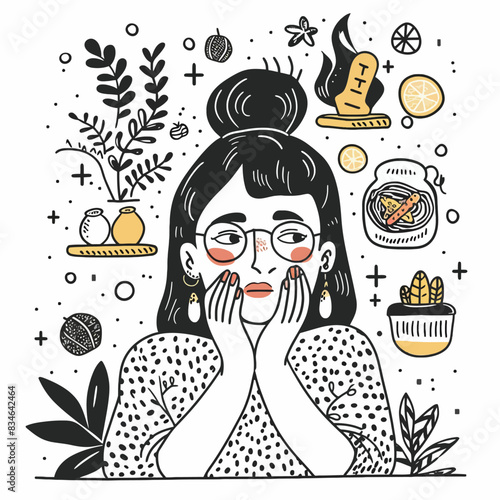 girl with a cup of coffee confuse