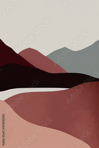Modern minimalist style geometric mountains vector illustration