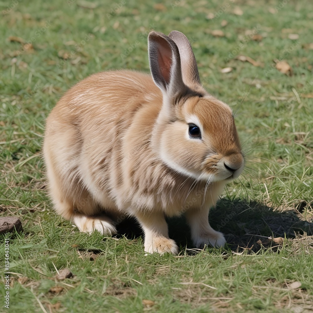 Animal adorable, conejo pequeño en el pasto verde Animal adorable, conejo pequeño en el pasto verde
