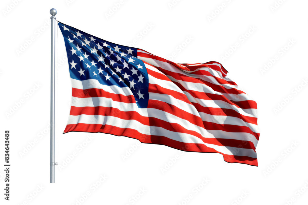 Obraz premium A large American flag is waving in the wind