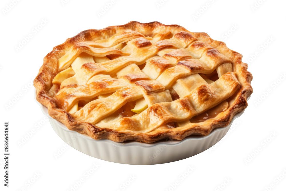 A pie with a lattice crust and a golden brown crust