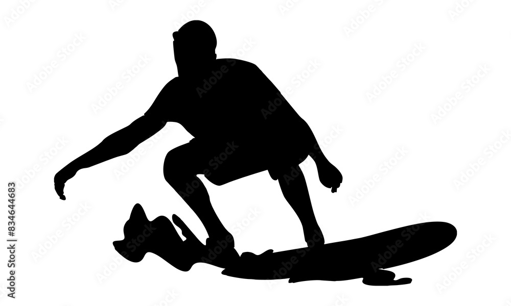 silhouette of surfer in action riding the waves silhouette of surfer in action riding the waves