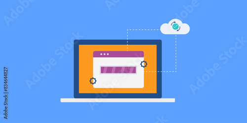 Cloud application beta testing api technology conceptual vector illustration.