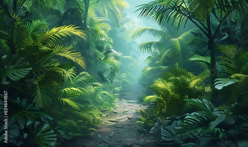 Illistration Background Forest Secrets Mystery Trails in the Tropical Rainforest photo