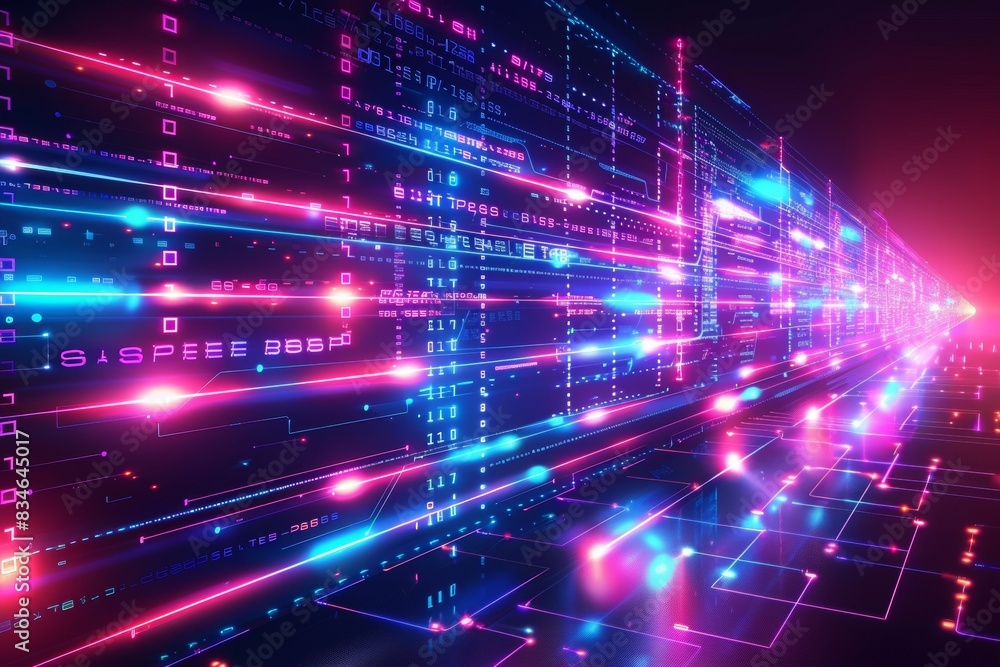 Obraz premium Cyber Security Data Transfer illustration created with Generative AI