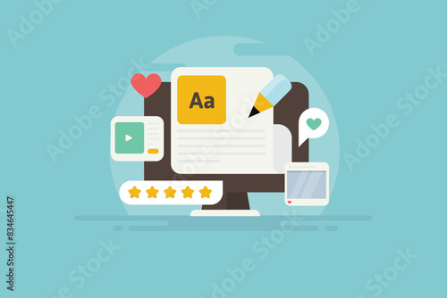 Content creation for social media and website blog conceptual vector illustration.
