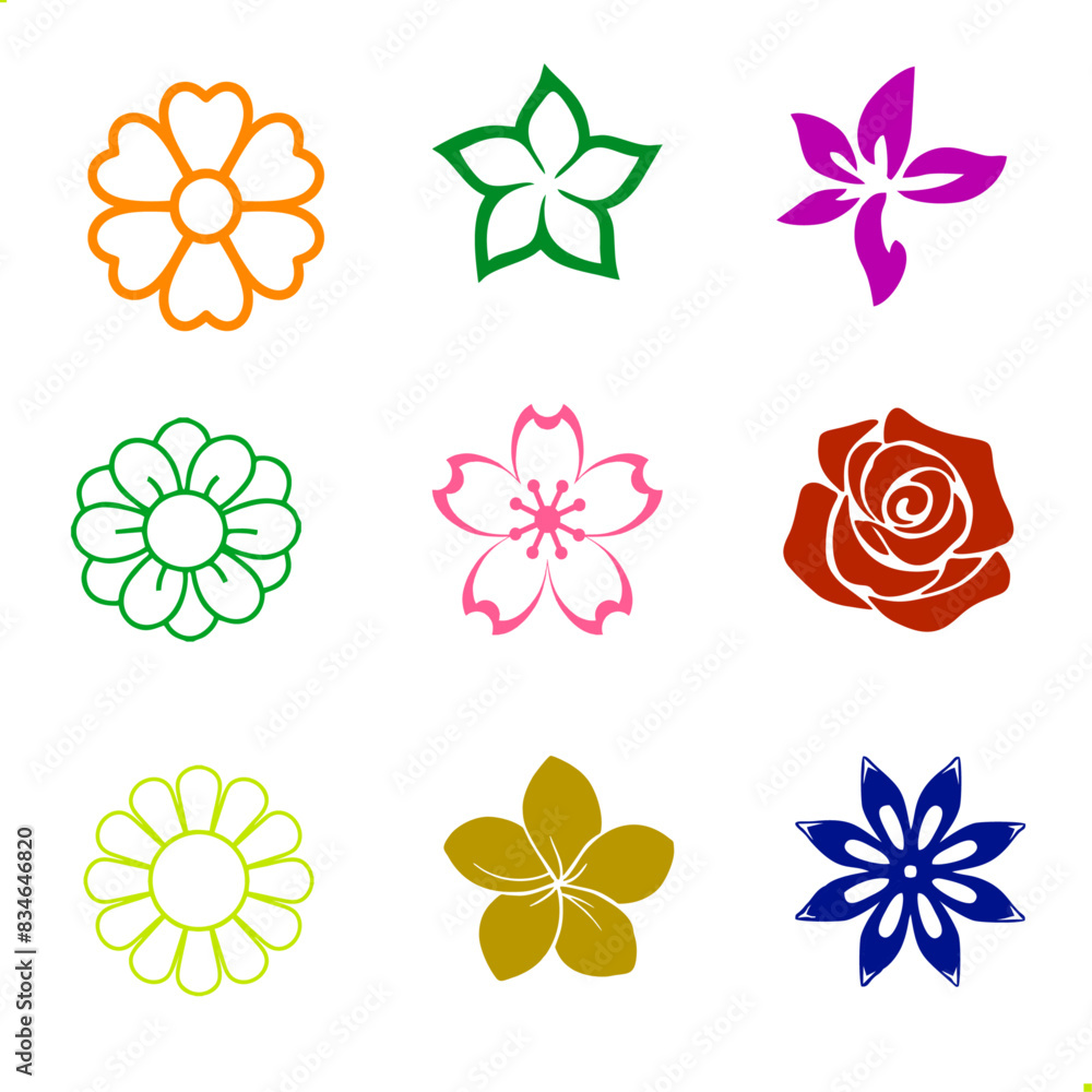 Flower icon symbol plant decoration vector graphic element stamp sticker design stock Flower icon symbol plant decoration vector graphic element stamp sticker design stock