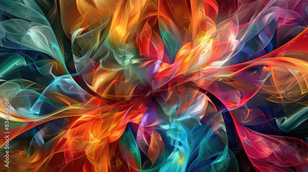 Abstract colorful fractal artwork generated by computer for creative design art home decoration and entertainment