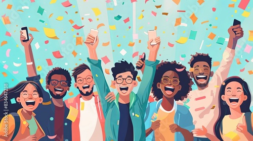 Multicultural Happy People Taking Group Selfie Portrait in Office, Diverse Team Celebrating Together, Showcasing Happy Lifestyle and Teamwork Concepts