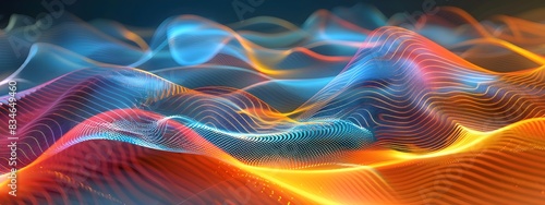 Vibrant 3D Rendered Wave Scattering Coefficient Abstract with Fluid Motion and Colorful Fractal photo