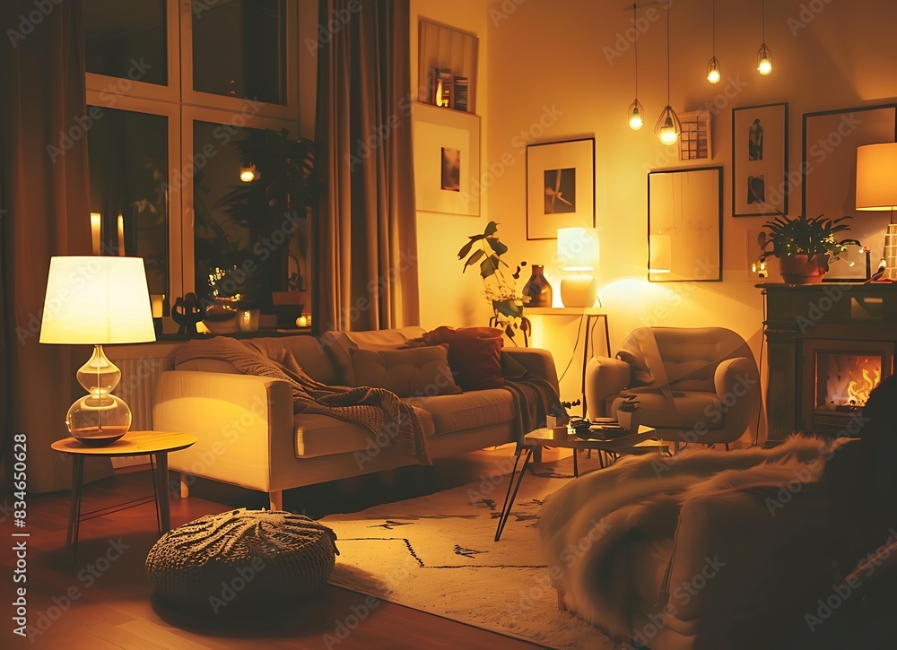 A cozy living room with comfortable sofas