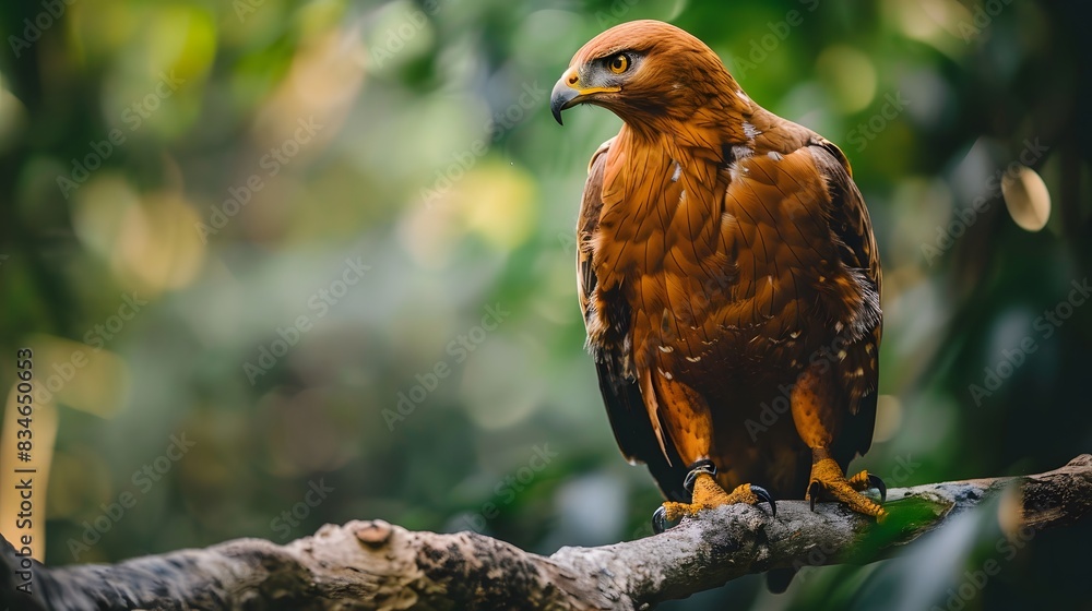 close up of an eagle sitting on a branch and looking around. close up of an eagle sitting on a branch and looking around.