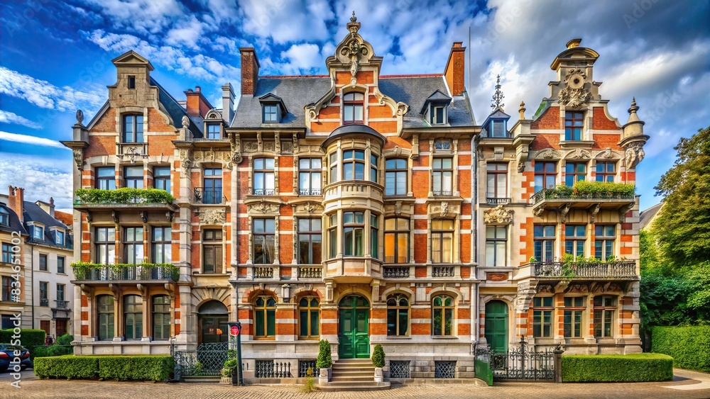 Historical residential house in central Brussels, Belgium , architecture, building, facade, historical, landmark, European, urban, city, Belgium, Brussels, tourism, travel, exterior