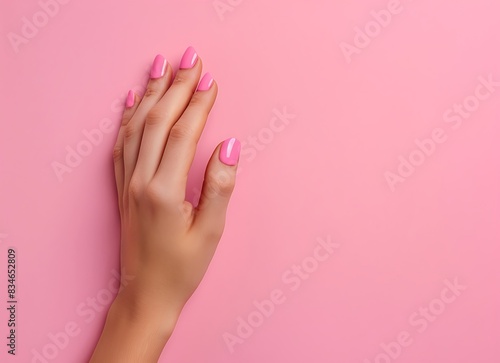 A hand with a pink manicure