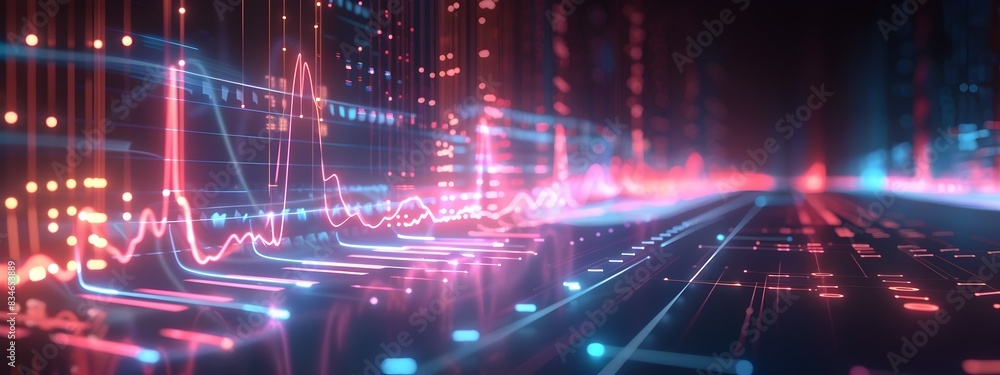 Modulated Signal Visualization of Dynamic Digital Data Pulse and Rhythm Modulated Signal Visualization of Dynamic Digital Data Pulse and Rhythm