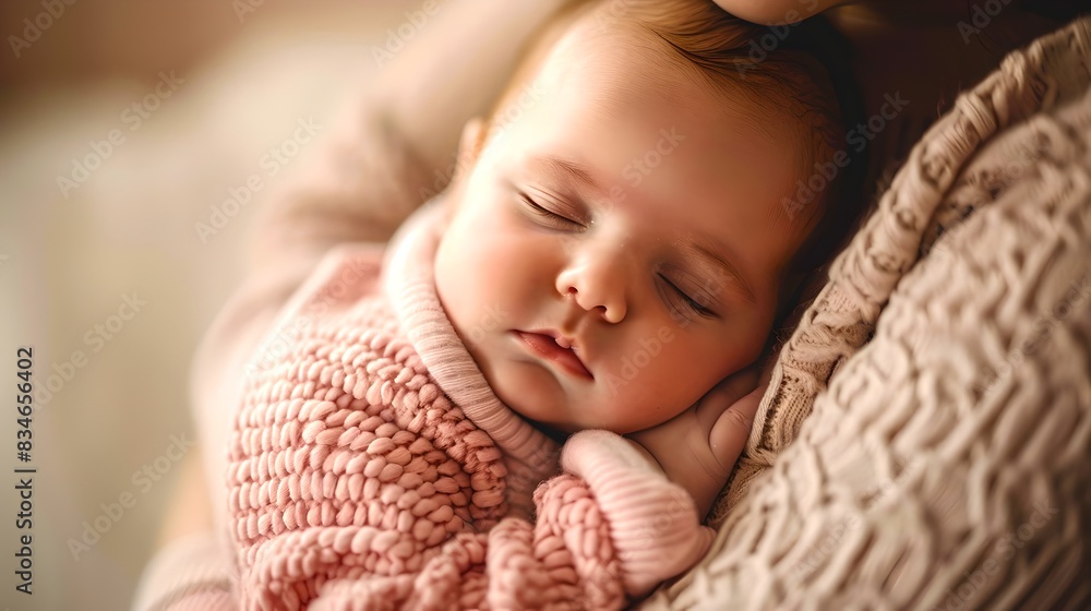 Heartwarming close-up of a serene baby sleeping in someone's arms. Capturing peaceful innocence in soft warm light. Candid moment of pure tranquility and love. AI Heartwarming close-up of a serene baby sleeping in someone's arms. Capturing peaceful innocence in soft warm light. Candid moment of pure tranquility and love. AI