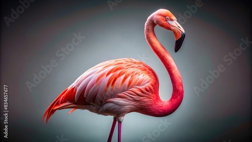 Pink flamingo posing in a studio setting, pink, flamingo, studio, vibrant, exotic, bird, tropical, elegance, decoration, plumage, artistic, elegance, stand out, colorful, interior design photo