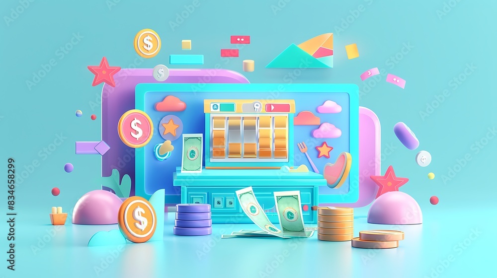 Futuristic Gamification Interface: Earn, Interact, Reward - 3D Render Concept Design Futuristic Gamification Interface: Earn, Interact, Reward - 3D Render Concept Design