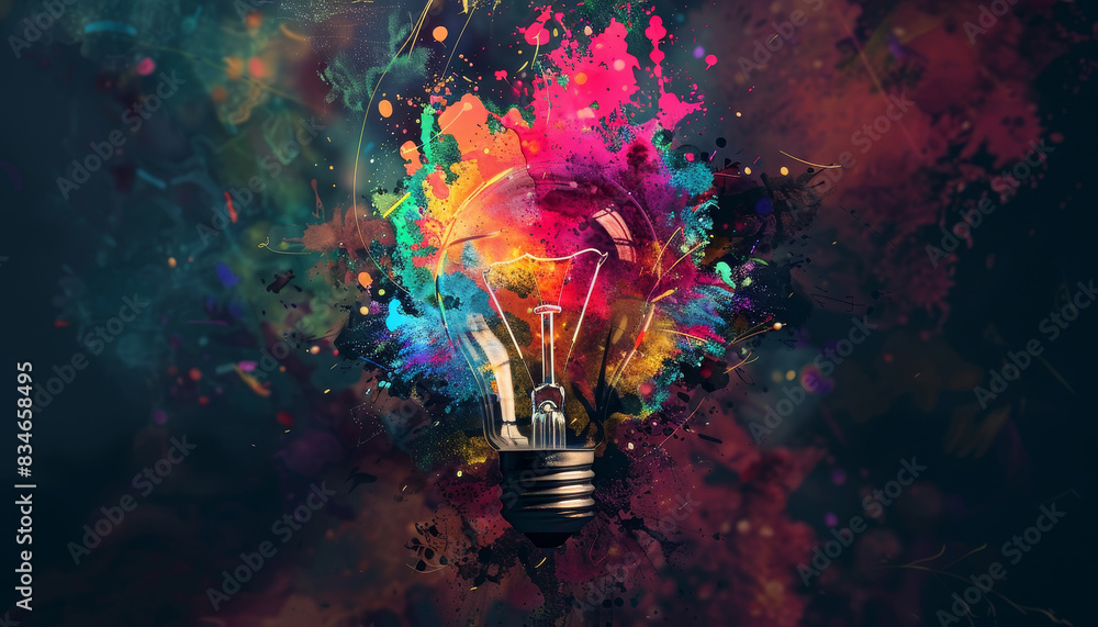 A glowing light bulb surrounded by sparks and smoke by AI generated image A glowing light bulb surrounded by sparks and smoke by AI generated image