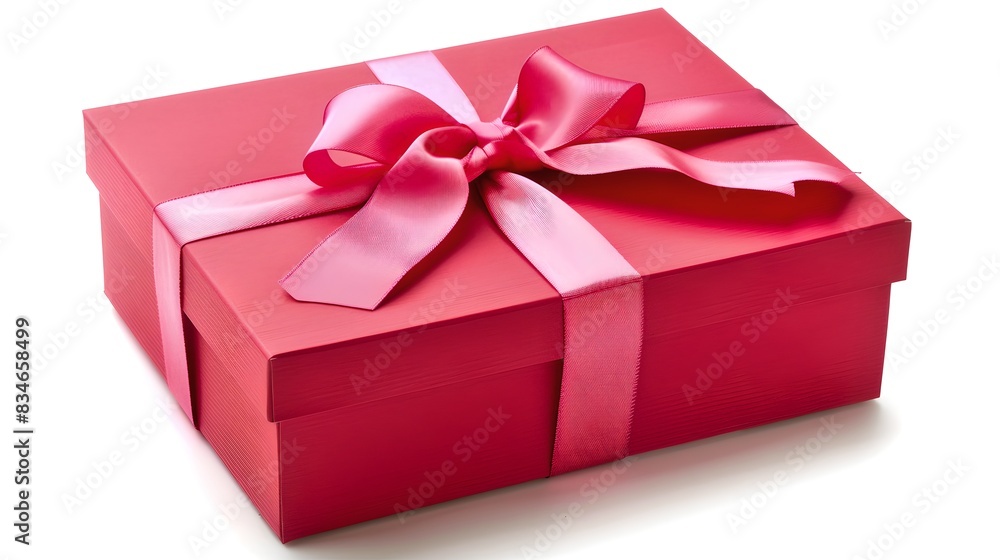Bright pink gift box with a satin ribbon bow. Perfect for any celebration or special occasion. Modern vivid colors with elegant style. AI Bright pink gift box with a satin ribbon bow. Perfect for any celebration or special occasion. Modern vivid colors with elegant style. AI