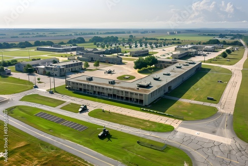 Wallpaper Mural Aerial Drone View of Expansive Military Base Complex with Varied Facilities and Infrastructure Torontodigital.ca