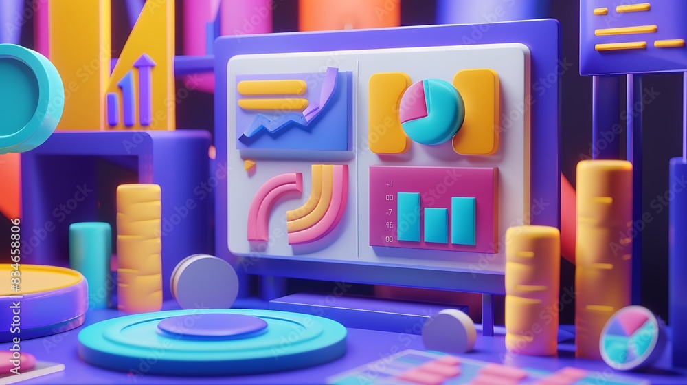 Interactive Gamification Interface: 3D Concept Design for User Engagement and Reward Tracking