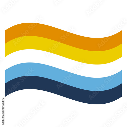 Wavy Aroace Pride Flag Isolated in White