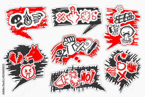 Swear word speech bubble set curse rude. Speech bubble with swear words symbols 