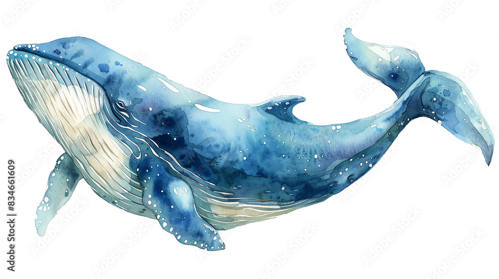 A beautiful watercolor painting of a blue whale A beautiful watercolor painting of a blue whale