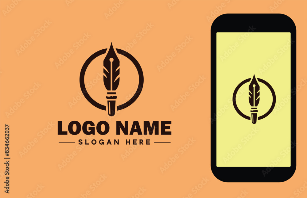 fountain pen icon Ink pen Quill pen Writing pen flat logo sign symbol editable vector fountain pen icon Ink pen Quill pen Writing pen flat logo sign symbol editable vector