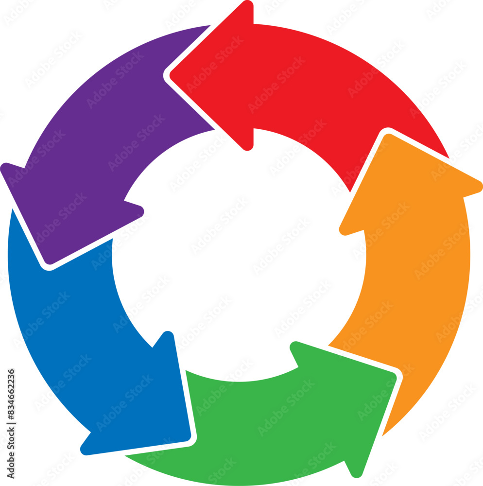 Infographic element in the form of five arrows in a circle Infographic element in the form of five arrows in a circle
