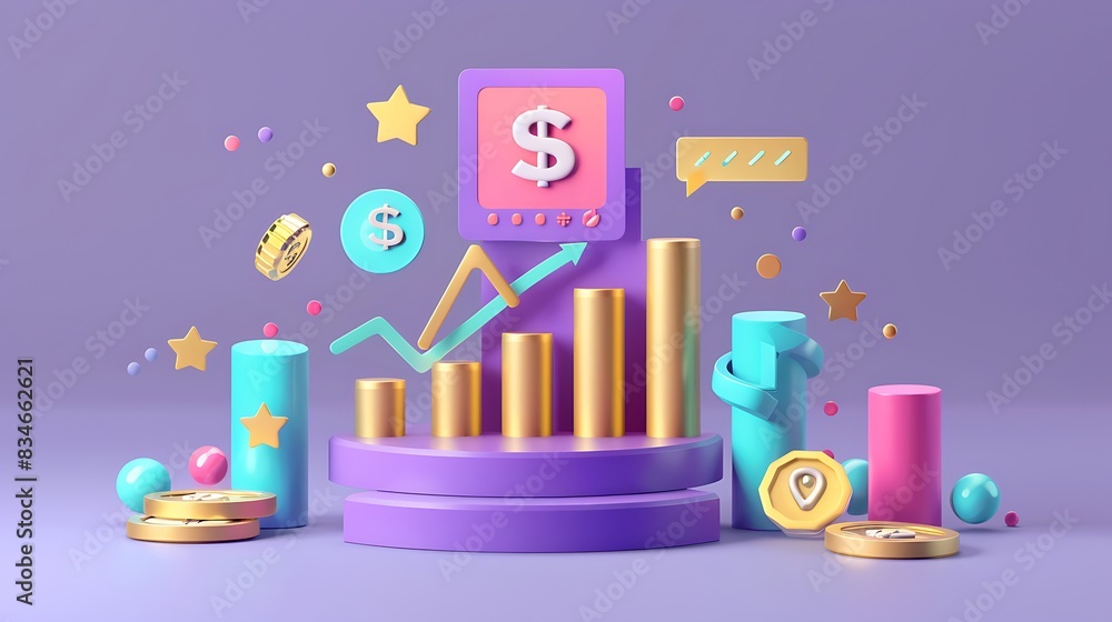 Futuristic Gamification Interface for Reward-based Interaction and Progress Tracking - 3D Render Futuristic Gamification Interface for Reward-based Interaction and Progress Tracking - 3D Render