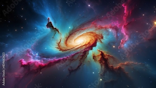 Colorful space galaxy background with vibrant nebula swirling  deep space cosmos