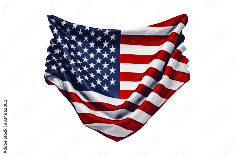 Fototapeta premium A large American flag is draped over a white background