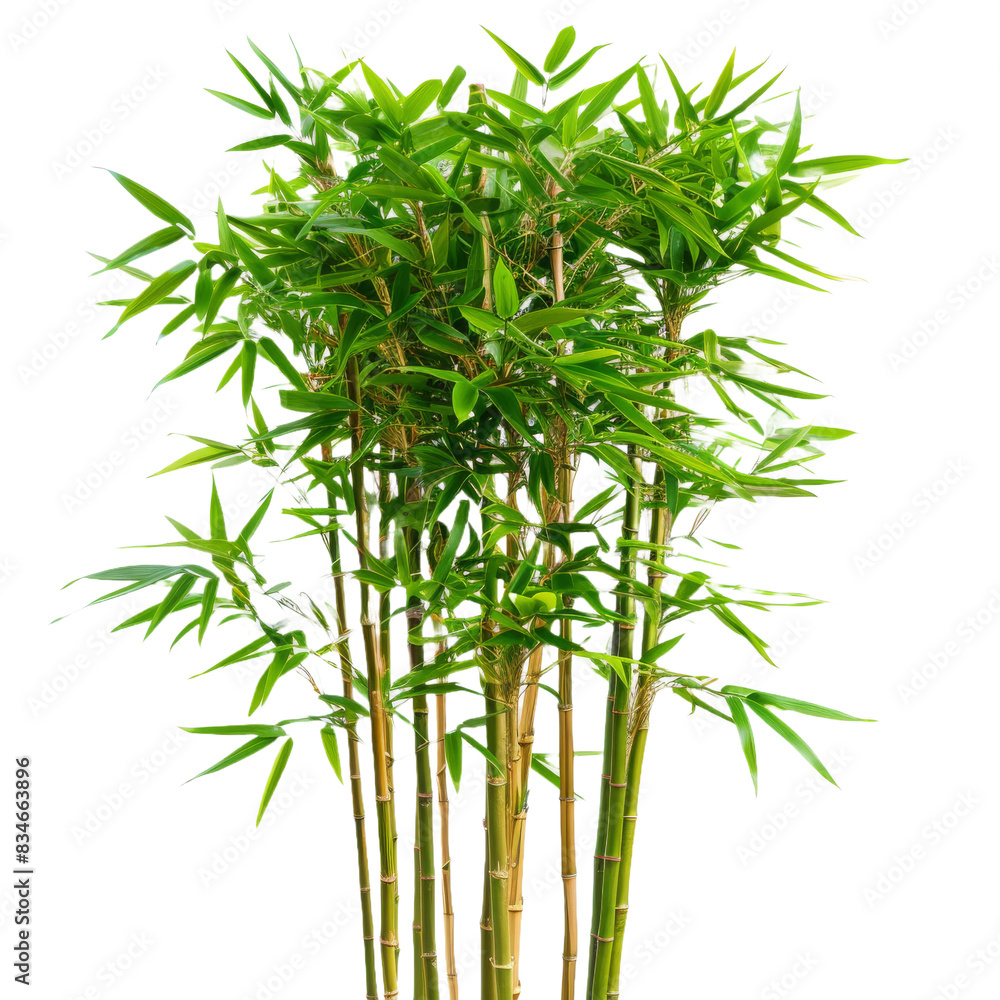 Obraz premium Bamboo and leaves isolated on a white background with various herbs and plants