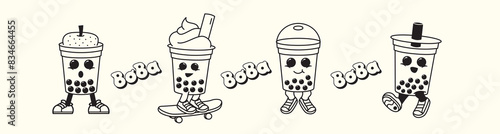 Cute Boba cup and glass character