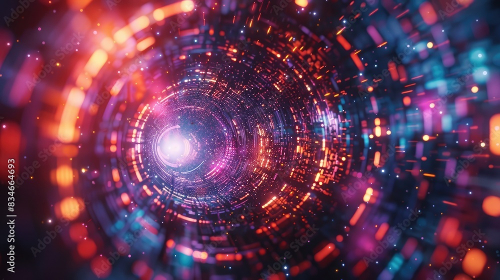 Abstract swirling light and glowing particles create a mesmerizing futuristic pattern. Abstract swirling light and glowing particles create a mesmerizing futuristic pattern.