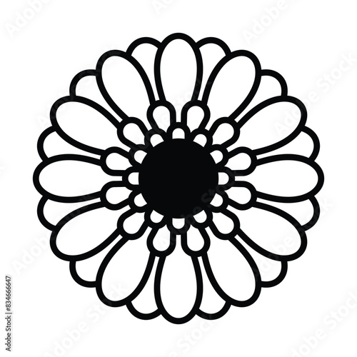 Gerbera flower icon. Floral blooming head of gerbera daisy. Bright and fabulous ornamental plant, symbol of cheerfulness. Modern lineart icon, editable thin strokes. Minimalistic style