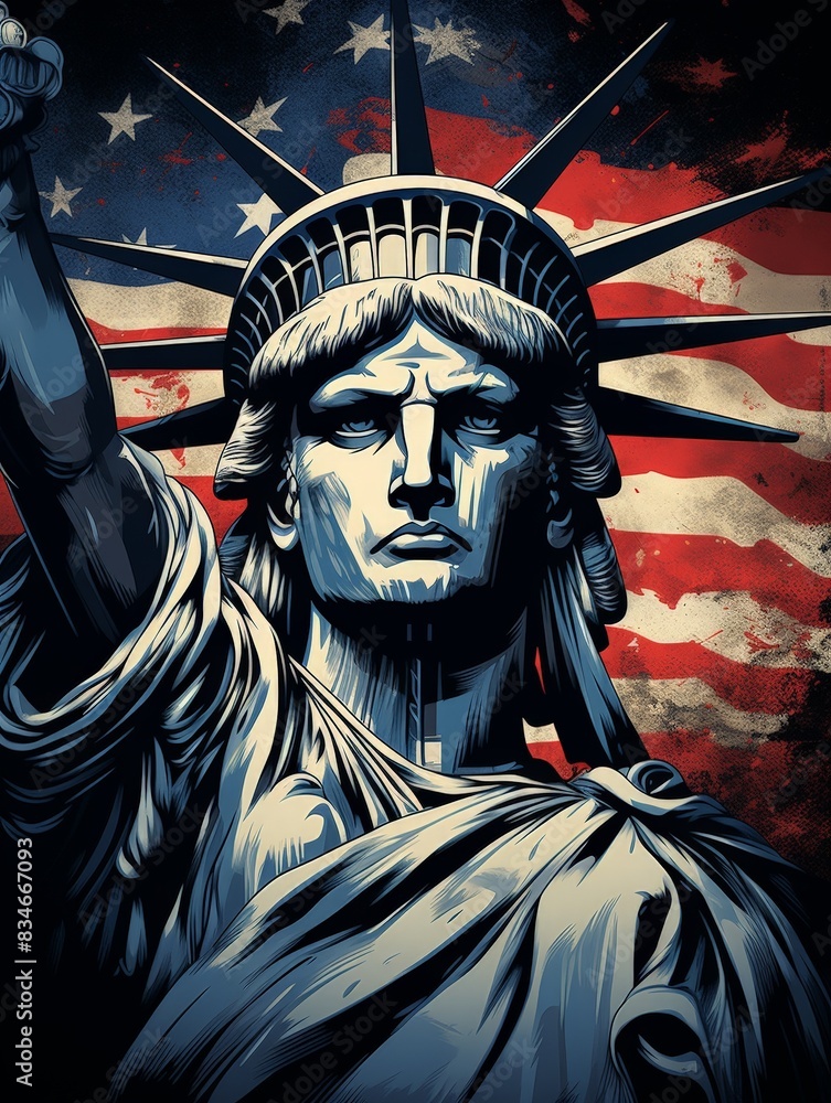 Obraz premium Statue of Liberty on Black Background