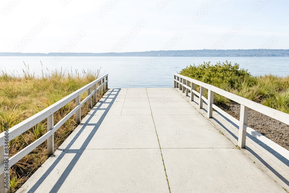 Fototapeta premium Concrete Pathway Leading to the Water