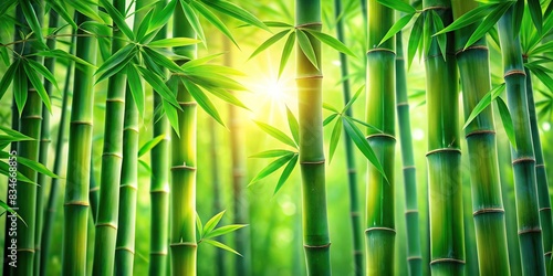 Close up painting of vibrant green bamboo with fresh shoots and lush leaves   green  bamboo  plant  close up painting  vibrant  fresh  shoots  leaves  lush  nature  organic  texture