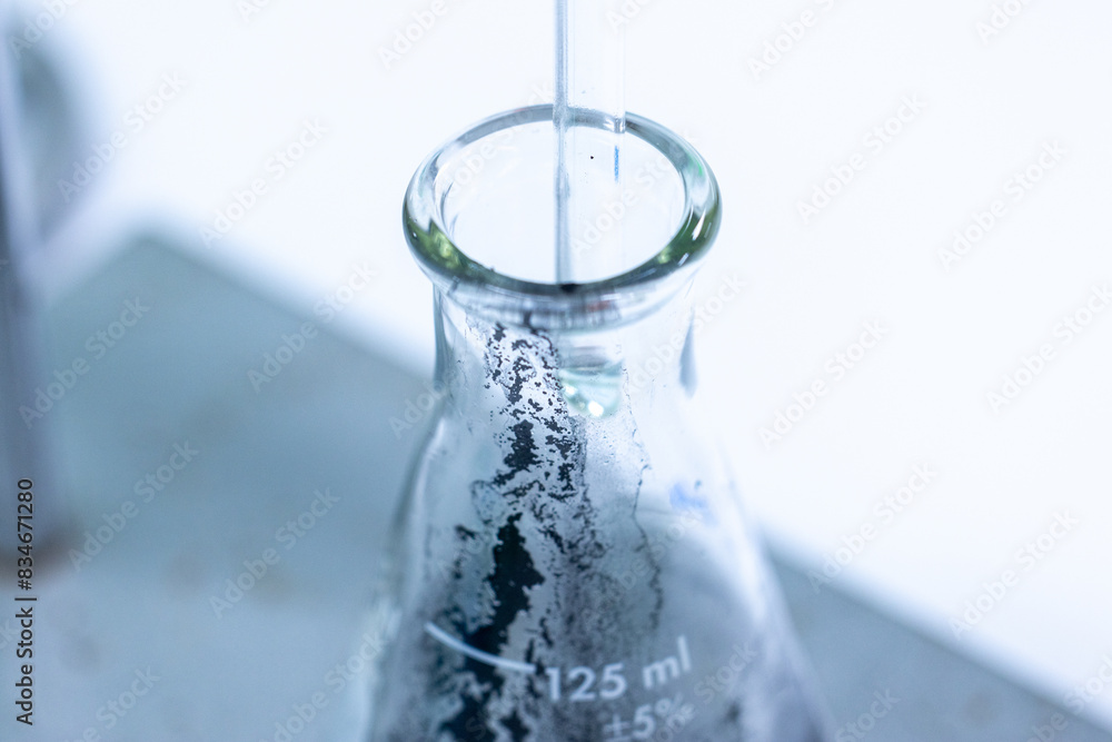 Electroplating experiment in chemistry laboratory. Electroplating experiment in chemistry laboratory.