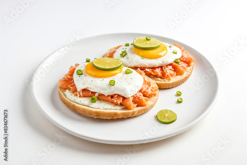 Smoked Salmon and Fried Egg on Toast with Lime