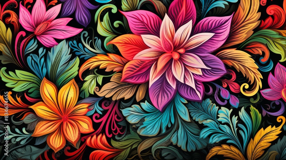 Vibrant batik texture with complex patterns and dynamic colors in highresolution flat illustrations. Vibrant batik texture with complex patterns and dynamic colors in highresolution flat illustrations.