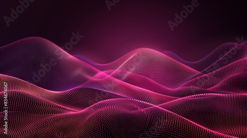  A black background bears a wave composed of pink and purple hues, topped with a pink light © Mikus