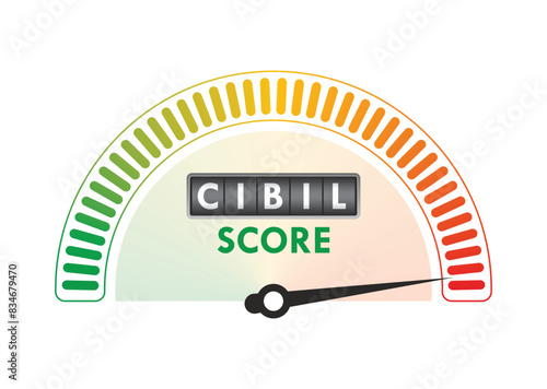  Cibil score speedometer. Speedometer concept. Vector illustration.	