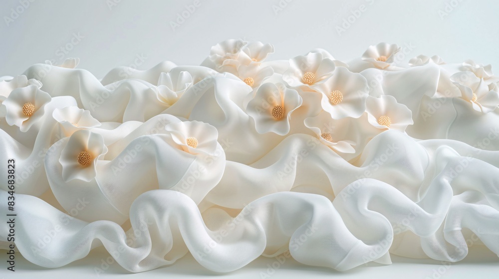 Subtle floral shadows and cloth texture with delicate folds, perfect for background use Subtle floral shadows and cloth texture with delicate folds, perfect for background use