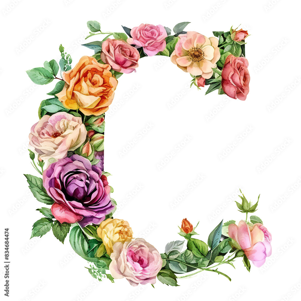 Floral arrangement in the shape of the letter C Floral arrangement in the shape of the letter C